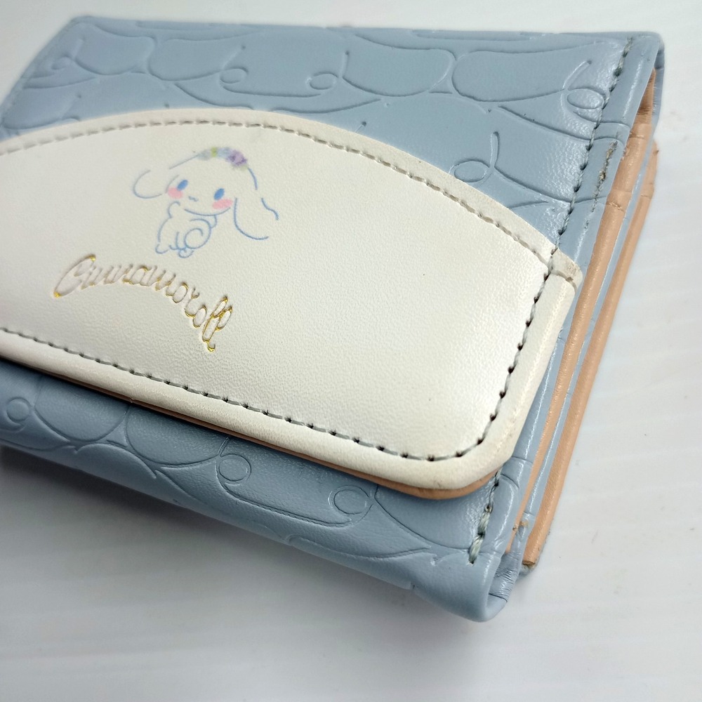 Cinnamoroll Style Tri-Fold Wallet Blue White Coin Purse Snap‎ Small Cute - Picture 2 of 15